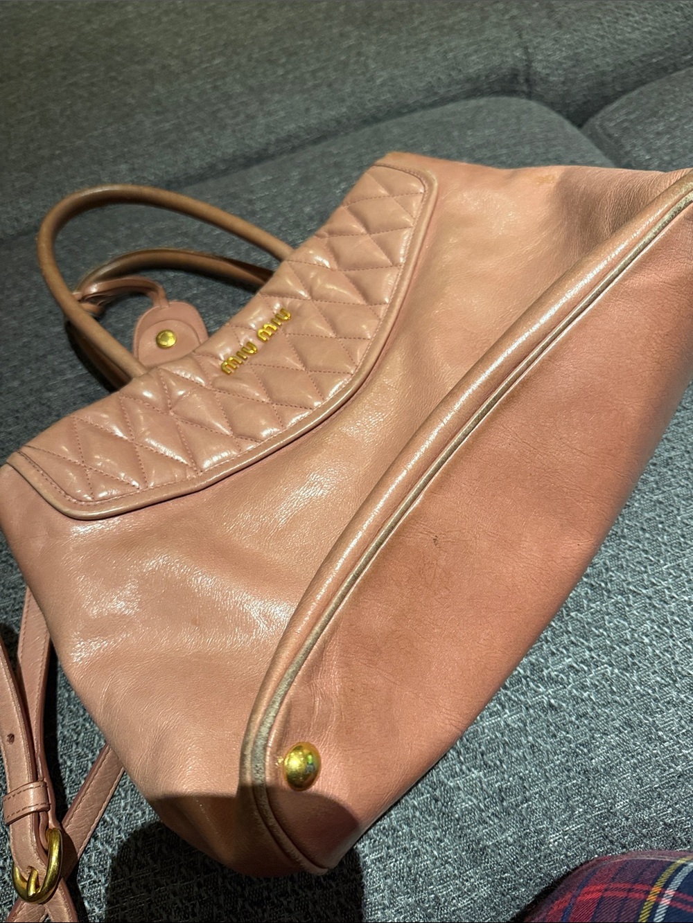 Miu Miu Quilted Flap Shoulder Bag in Dusty Rose Pink